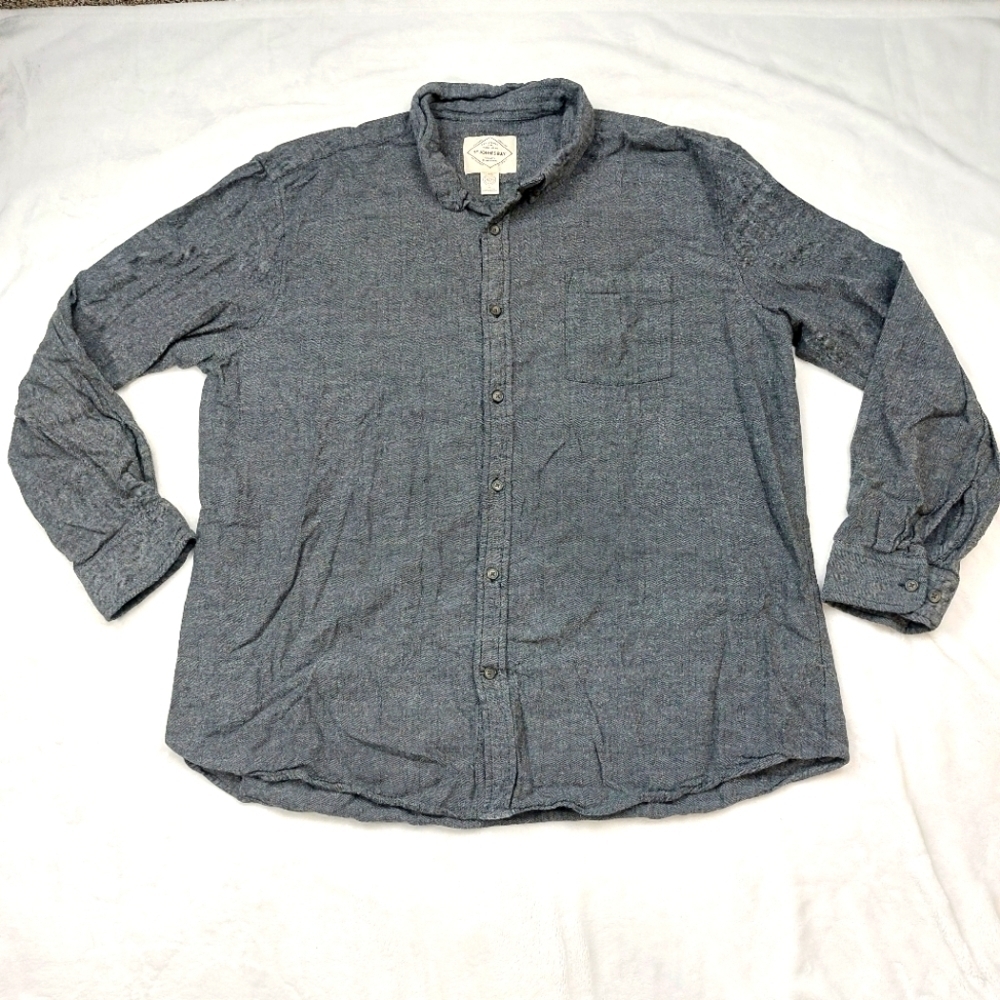 ST. JOHN'S BAY MEN'S GRAY SINGLE POCKET LONG SLEEVE BUTTON DOWN SHIRT SIZE XXL